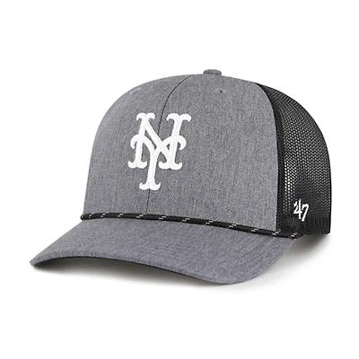 Men's '47 Charcoal New York Mets Carbon Rope Trucker Adjustable Hat
