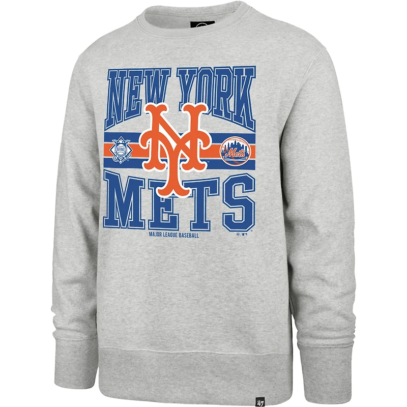 Men's '47 Gray New York Mets Letters Headline Pullover Sweatshirt