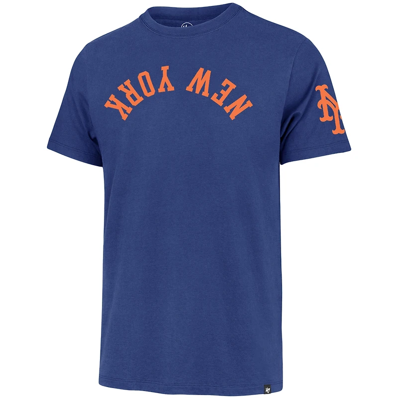 Men's '47  Royal New York Mets Upside Down Two-Peat Franklin T-Shirt