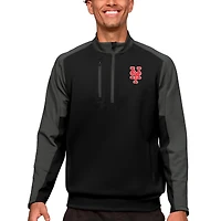 Men's Antigua Black New York Mets Team Quarter-Zip Pullover Top