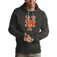 Men's Antigua Charcoal New York Mets Victory Pullover Team Logo Hoodie