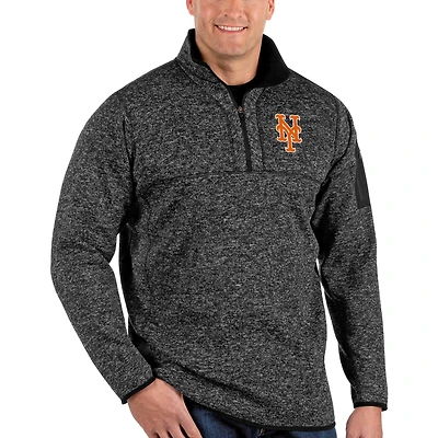 Veste à enfiler glissière quart de tour Fortune Big & Tall pour homme Antigua Heather Black New York Mets