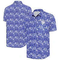 Chemise boutonnée Antigua Royal pour homme, tenue de villégiature des Mets New York