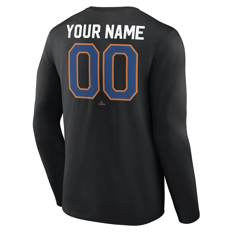 Men's Black New York Mets Cooperstown Collection Winning Streak Alternate Custom Long Sleeve T-Shirt