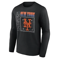 T-shirt à manches longues noir pour homme New York Mets Home Field Pop personnalisé avec nom et numéro