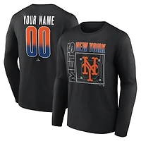 Men's Black New York Mets Home Field Pop Personalized Name & Number Long Sleeve T-Shirt