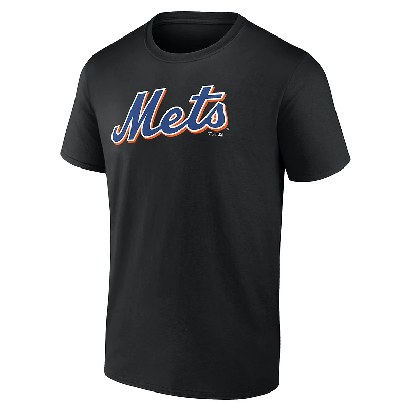 T-shirt noir pour homme avec logo officiel des Mets de New York