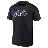 T-shirt noir pour homme avec logo officiel des Mets de New York