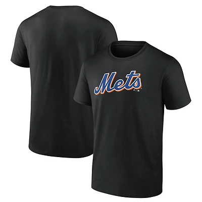 T-shirt noir pour homme avec logo officiel des Mets de New York