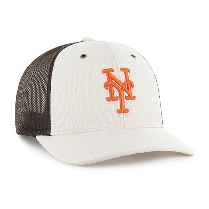 Men's Carhartt x '47 Natural/Brown New York Mets Undyed Trucker Adjustable Hat