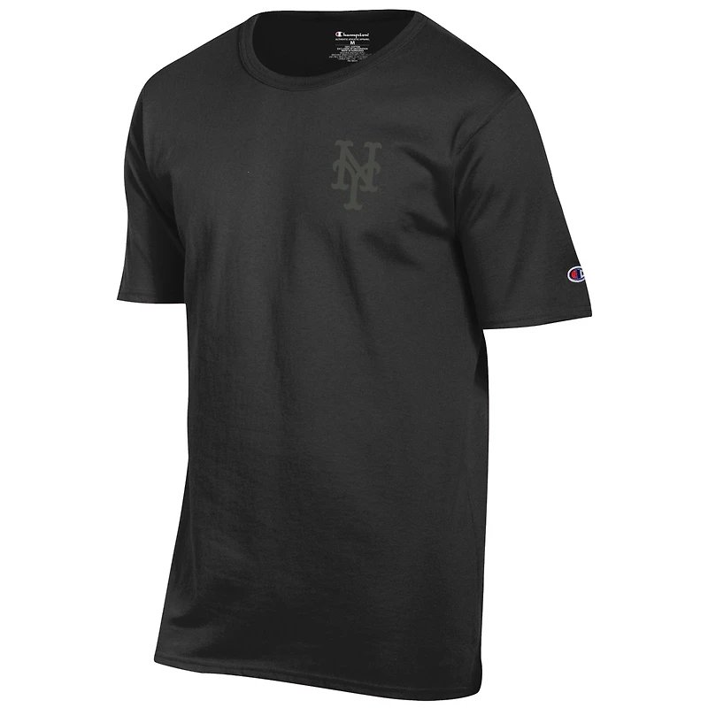 Men's Champion Black New York Mets Tonal Logo T-Shirt