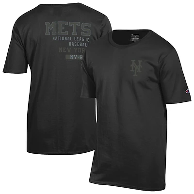 Men's Champion Black New York Mets Tonal Logo T-Shirt