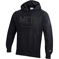 Sweat à capuche Champion noir pour homme, en polaire tissage inversé ton sur ton, New York Mets