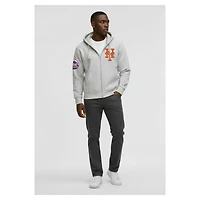Men's Champion  Gray New York Mets Reverse Weave Chenille Full-Zip Hoodie