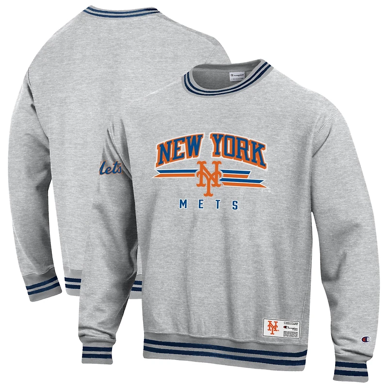 Sweat-shirt en molleton à tissage inversé Champion Heather Grey des Mets de New York pour homme