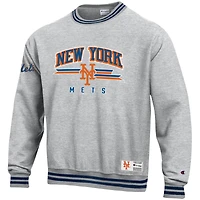 Sweat-shirt en molleton à tissage inversé Champion Heather Grey des Mets de New York pour homme