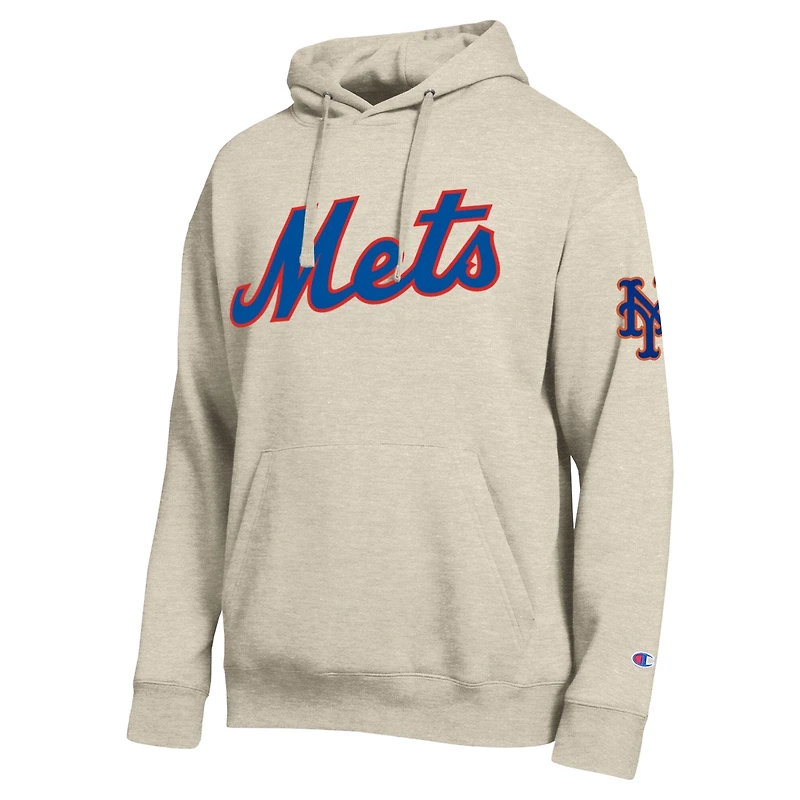 Men's Champion Oatmeal New York Mets All Star Chenille Patch Hoodie