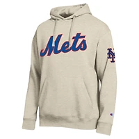 Men's Champion Oatmeal New York Mets All Star Chenille Patch Hoodie