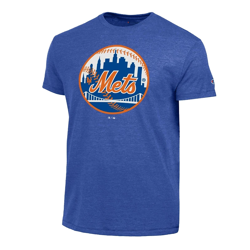 Men's Champion Royal New York Mets Cooperstown Logo Tri-Blend T-Shirt