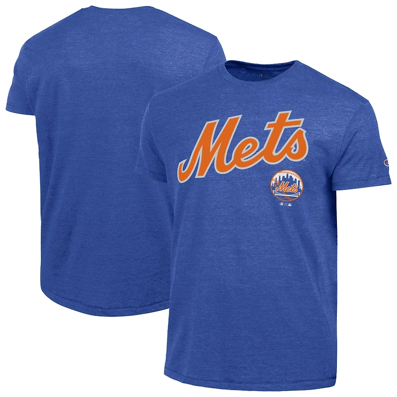 T-shirt Champion Royal New York Mets Cooperstown Wordmark Lockup Tri-Blend pour homme