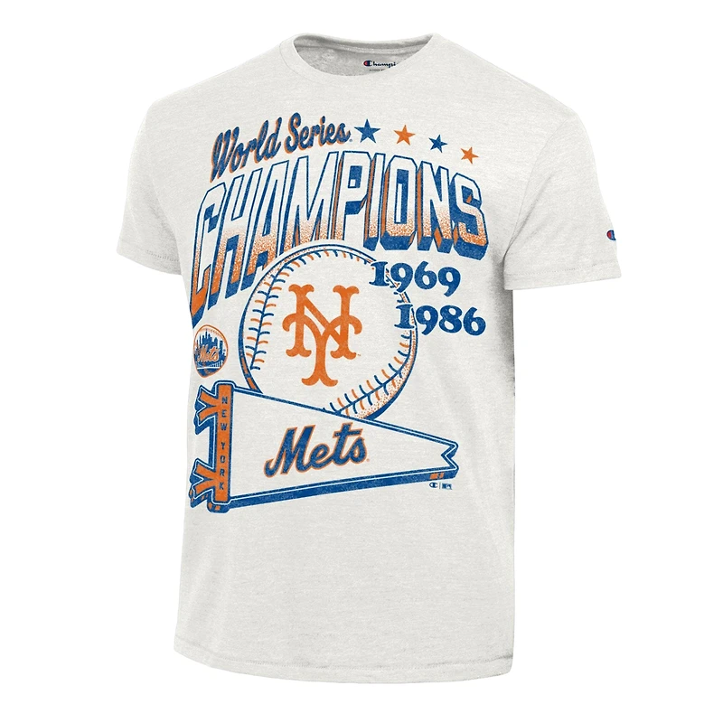 Men's Champion White New York Mets Winning Tradition Cooperstown Tri-Blend T-Shirt