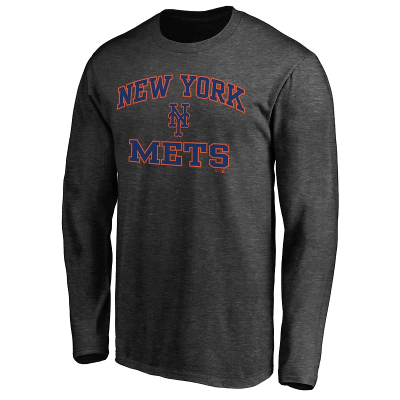Men's Charcoal New York Mets Heart & Soul Long Sleeve T-Shirt