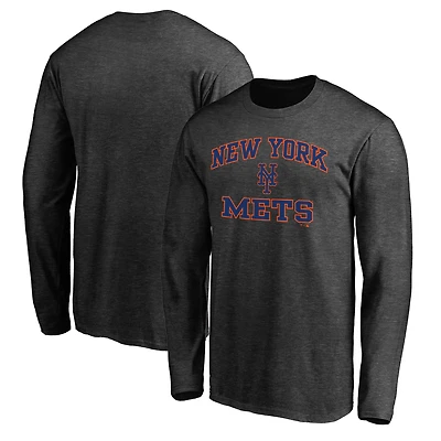 T-shirt à manches longues Heart & Soul des Mets de New York pour homme, couleur charbon