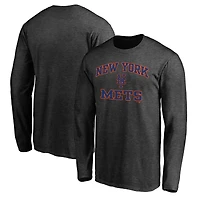 T-shirt à manches longues Heart & Soul des Mets de New York pour homme, couleur charbon