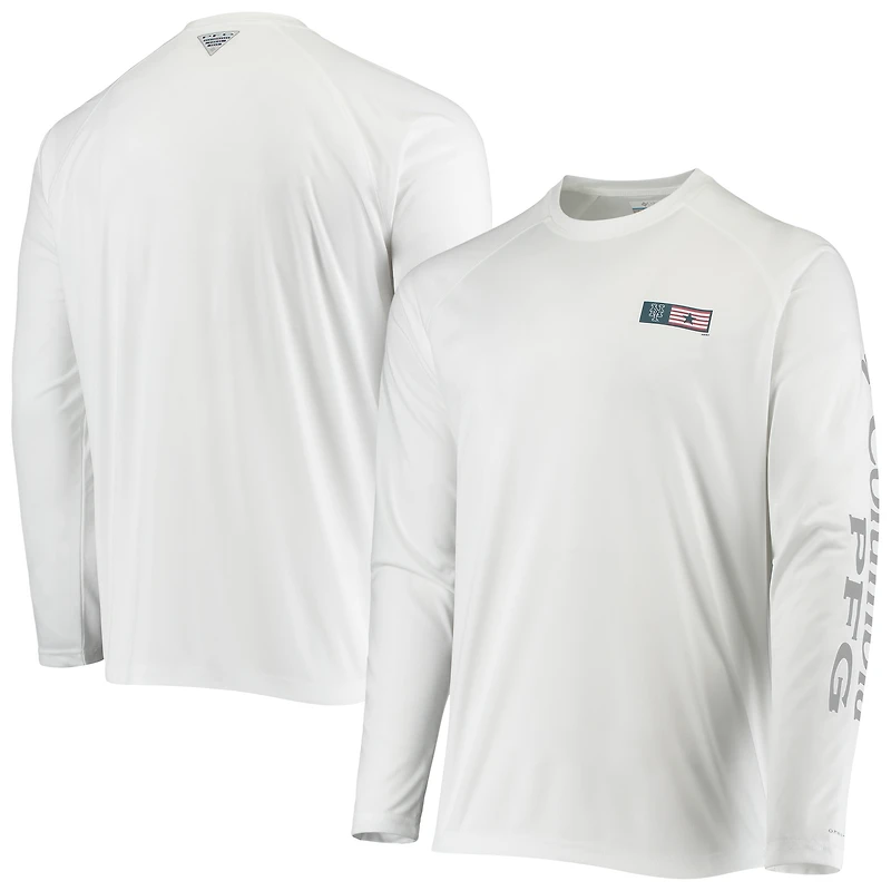 Columbia White New York Mets Americana Terminal Tackle Omni-Shade Raglan T-shirt à manches longues pour homme