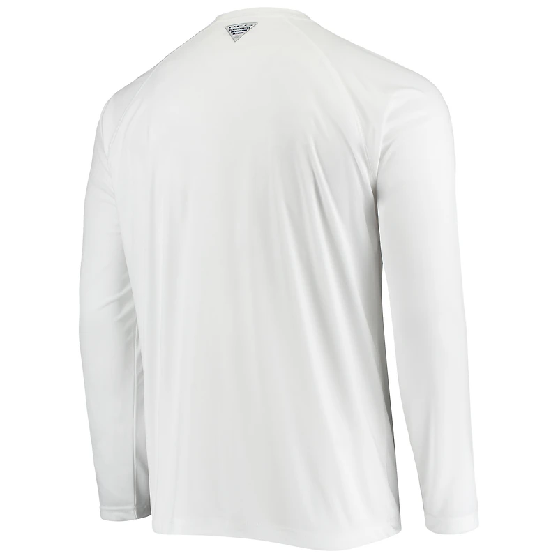 Columbia White New York Mets Americana Terminal Tackle Omni-Shade Raglan T-shirt à manches longues pour homme