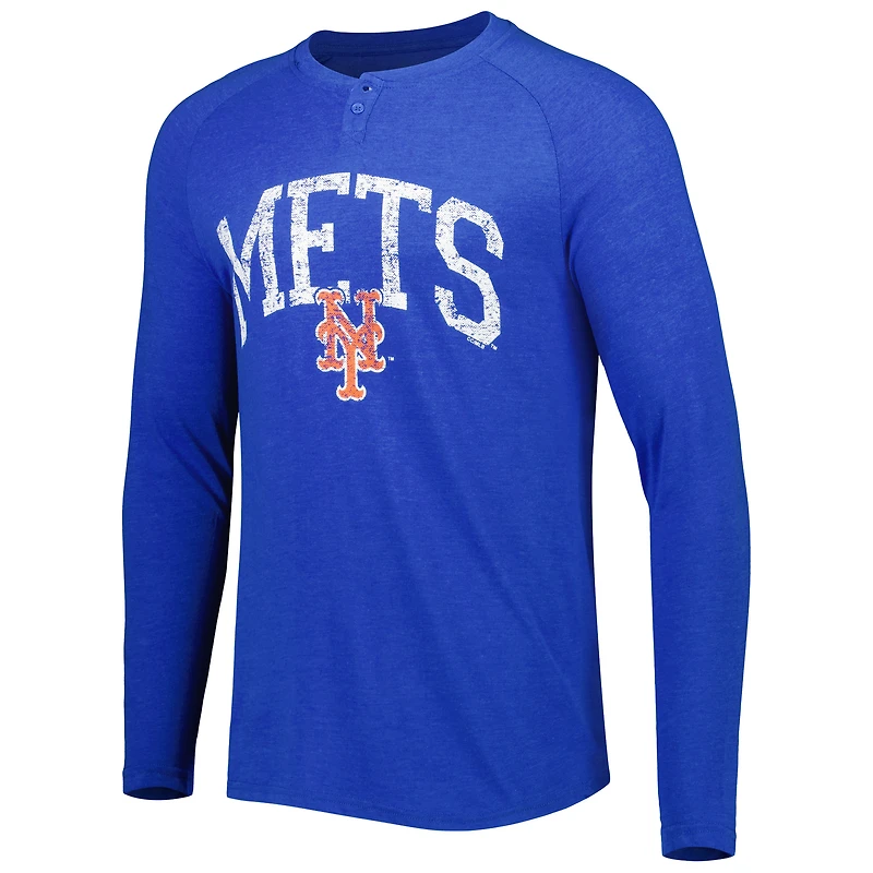 Men's Concepts Sport Royal New York Mets Inertia Raglan Long Sleeve Henley T-Shirt