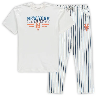 Men's Concepts Sport White/Royal New York Mets Big & Tall Pinstripe Sleep Set