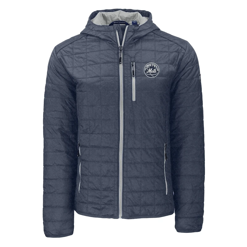 Men's Cutter & Buck Anthracite New York Mets Rainier PrimaLoft Eco Full-Zip Hoodie