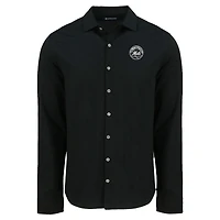 Chemise boutonnée à manches longues en piqué doux écologique tri-blend noir pour homme, modèle Cutter & Buck des Mets de New York