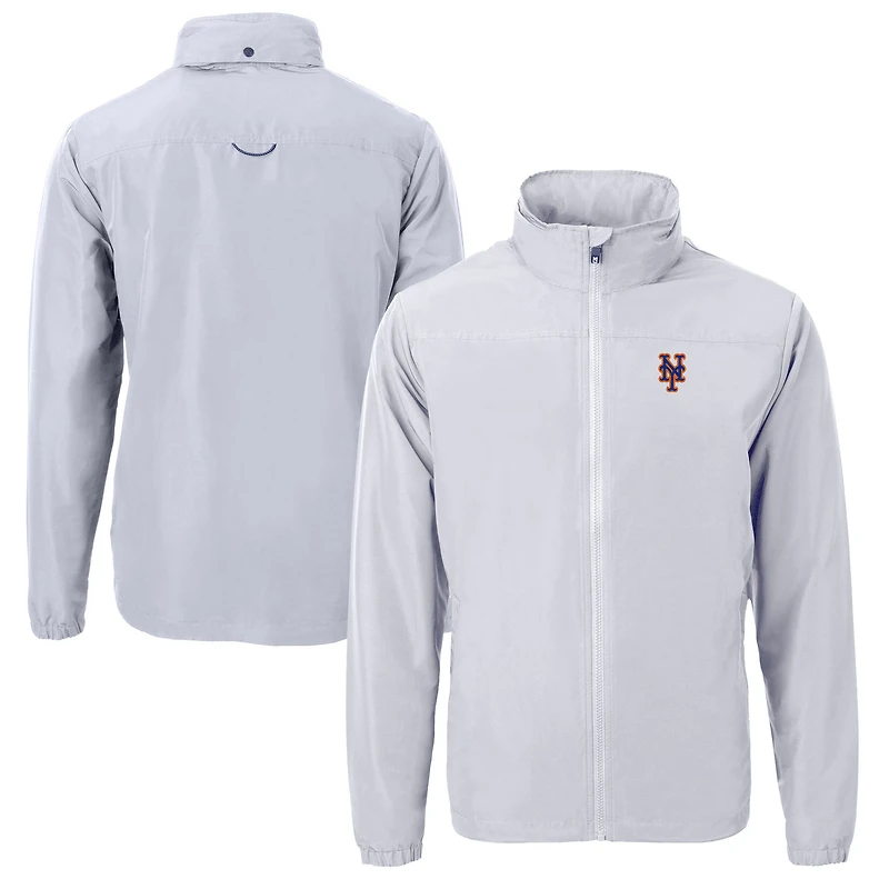 Men's Cutter & Buck Gray New York Mets Big Tall Charter Eco Recycled Full-Zip Jacket