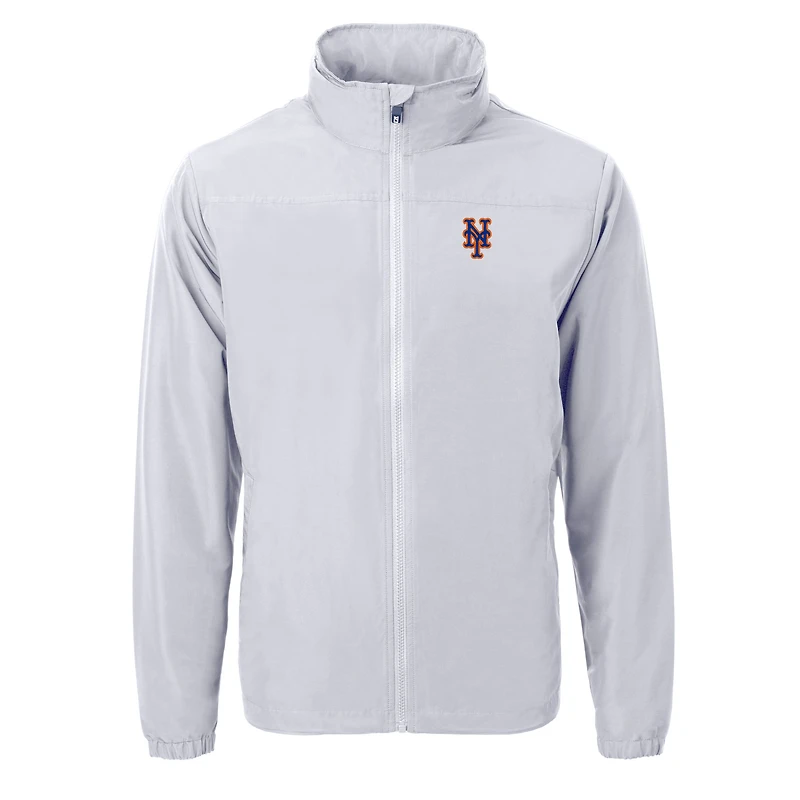 Men's Cutter & Buck Gray New York Mets Big Tall Charter Eco Recycled Full-Zip Jacket