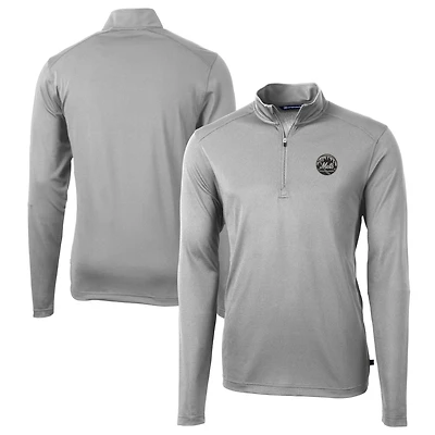 Veste Virtue Eco Pique grise à quart de zip pour homme, modèle Cutter & Buck, des Mets New York, grande taille
