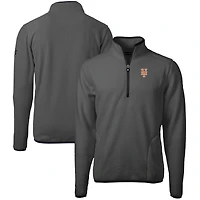 Men's Cutter & Buck  Gray New York Mets Cascade Eco Sherpa Fleece Quarter-Zip Pullover Jacket