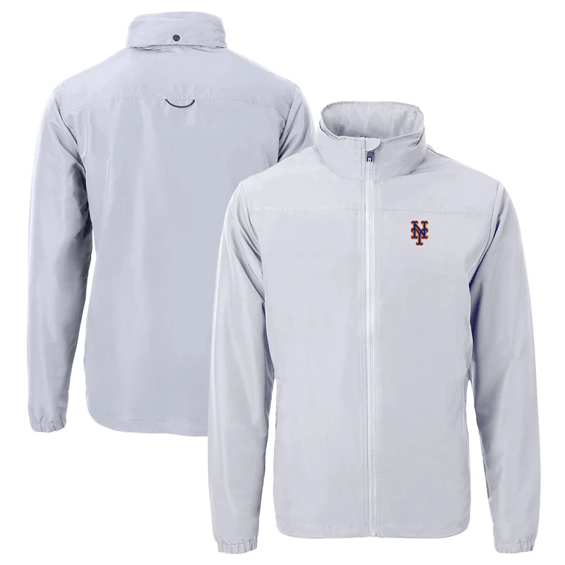 Veste zippée intégrale en tissu recyclé écologique des New York Mets Charter pour homme, grise, Cutter & Buck