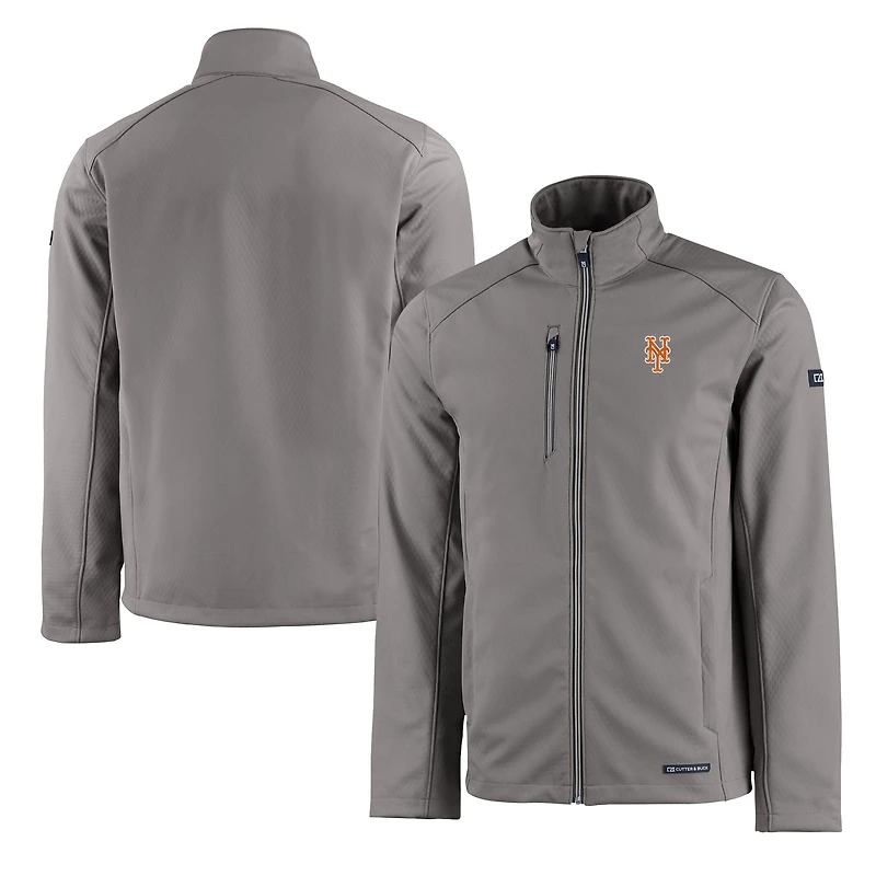 Veste zippée intégrale recyclée Evoke Eco Softshell des New York Mets pour homme, grise, Cutter & Buck