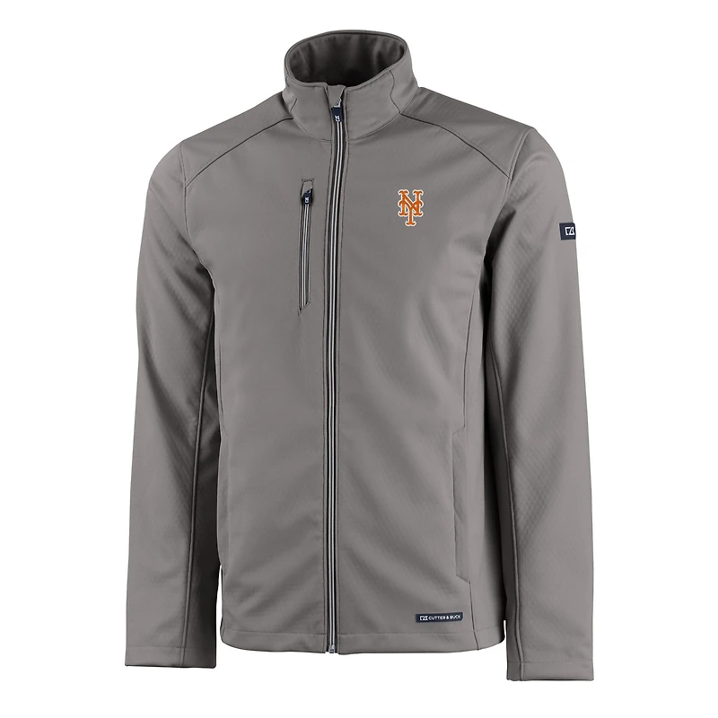 Veste zippée intégrale recyclée Evoke Eco Softshell des New York Mets pour homme, grise, Cutter & Buck