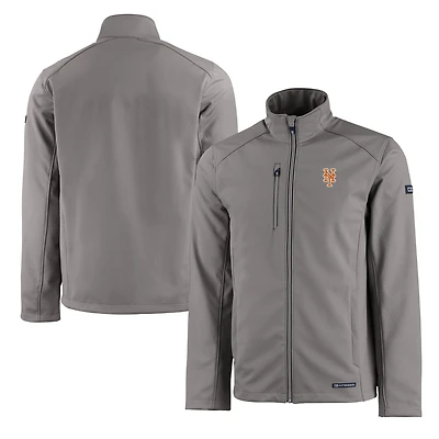 Veste zippée intégrale recyclée Evoke Eco Softshell des New York Mets pour homme, grise, Cutter & Buck