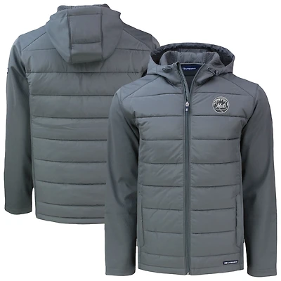 Men's Cutter & Buck Gray New York Mets Evoke Hybrid Eco Softshell Recycled Full-Zip Hooded Jacket
