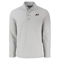 Sweat-shirt gris Cutter & Buck pour homme, coupe-vent, en polaire recyclée texturée Hunts Point des Mets de New York, avec demi-pression