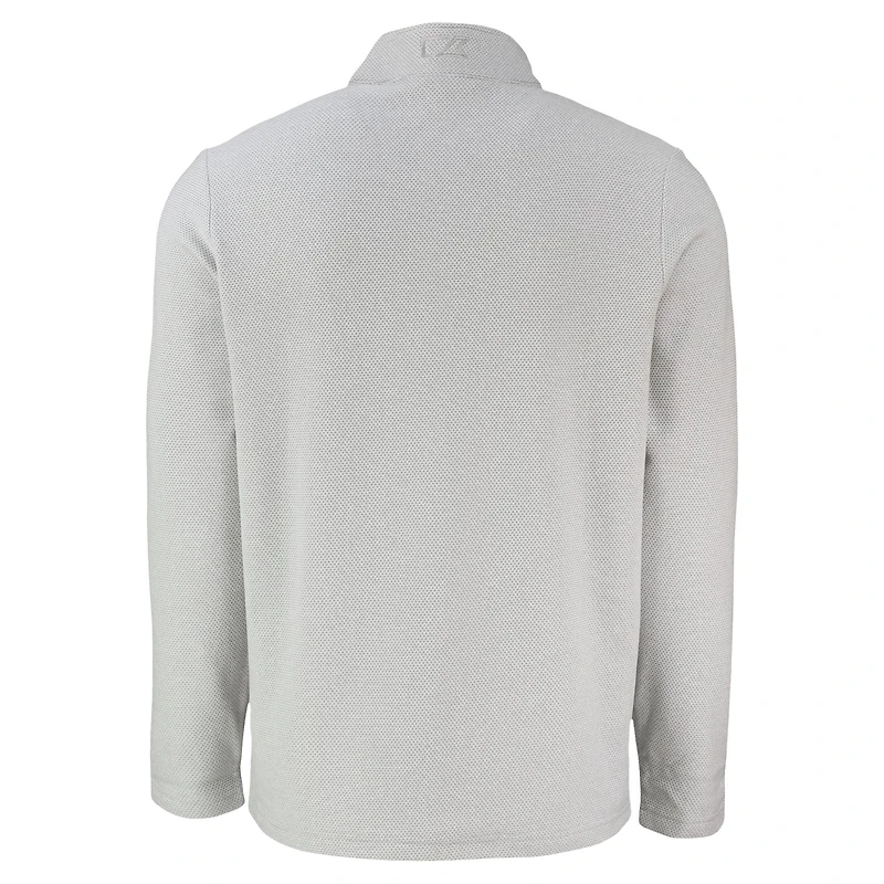 Sweat-shirt gris Cutter & Buck pour homme, coupe-vent, en polaire recyclée texturée Hunts Point des Mets de New York, avec demi-pression