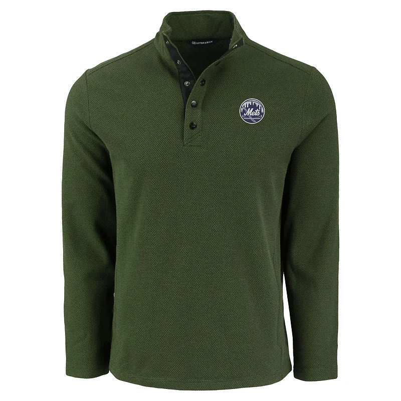 Sweat-shirt à demi-pression en polaire recyclée texturée Hunts Point des Mets de New York pour homme, vert Cutter & Buck