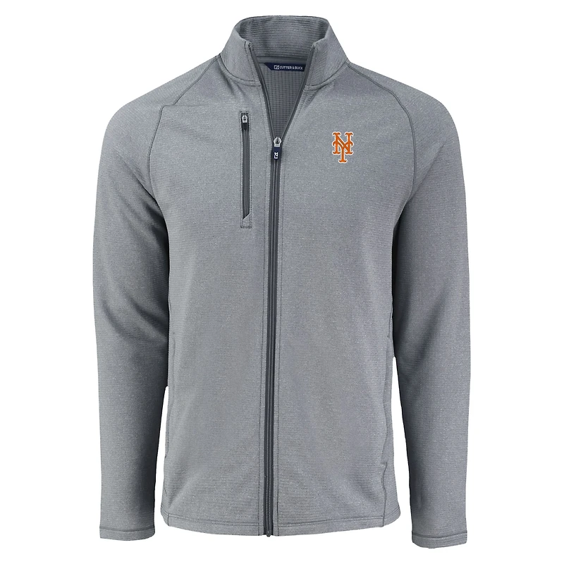 Veste polaire recyclée entièrement zippée Cutter & Buck Peshastin des Mets de New York, gris chiné, pour homme