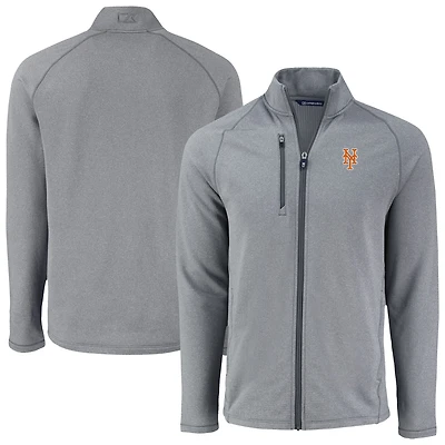 Veste polaire recyclée entièrement zippée Cutter & Buck Peshastin des Mets de New York, gris chiné, pour homme