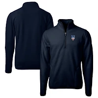 Men's Cutter & Buck Navy New York Mets Big Tall Americana Cascade Eco Fleece Quarter-Zip Jacket