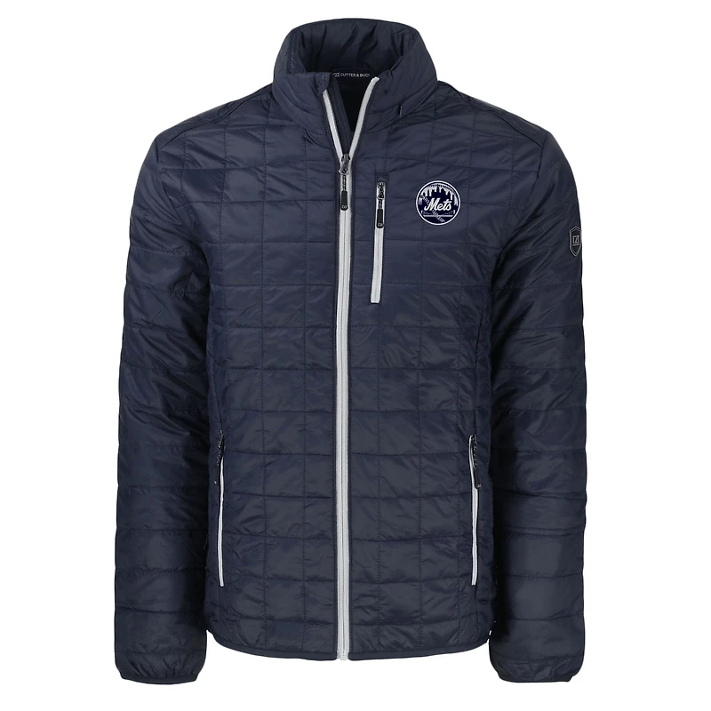 Men's Cutter & Buck Navy New York Mets Big Tall Rainier Eco Insulated Puffer PrimaLoft Full-Zip Jacket
